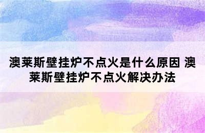 澳莱斯壁挂炉不点火是什么原因 澳莱斯壁挂炉不点火解决办法